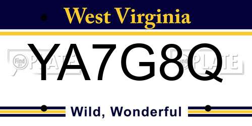 YA7G8Q West Virginia License Plate