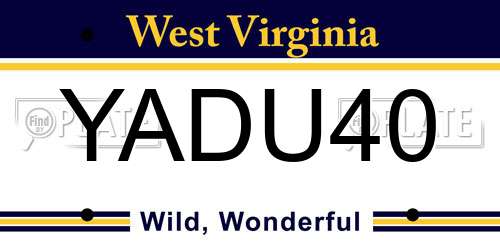 YADU40 West Virginia License Plate