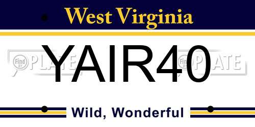 YAIR40 West Virginia License Plate