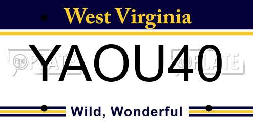 YAOU40 West Virginia License Plate
