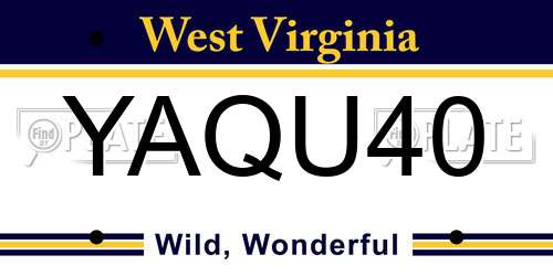 YAQU40 West Virginia License Plate