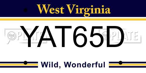 YAT65D West Virginia License Plate