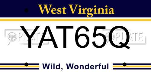 YAT65Q West Virginia License Plate