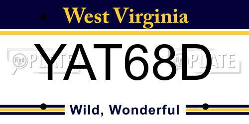 YAT68D West Virginia License Plate