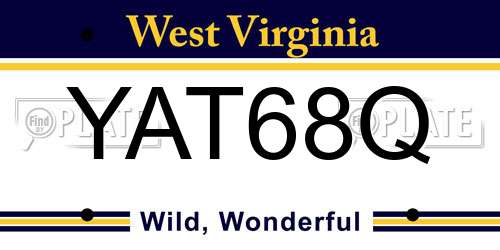 YAT68Q West Virginia License Plate