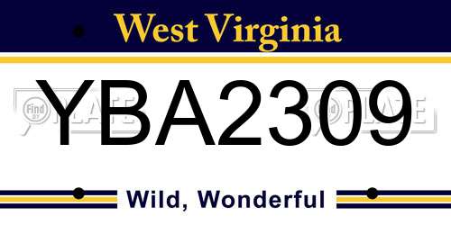 YBA2309 West Virginia License Plate