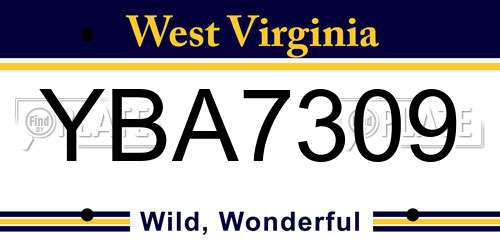 YBA7309 West Virginia License Plate