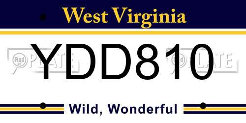 YDD810 West Virginia License Plate
