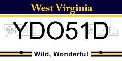 YDO51D West Virginia License Plate