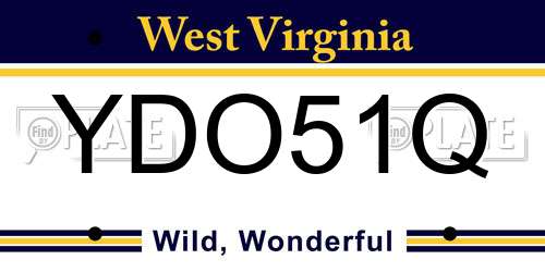 YDO51Q West Virginia License Plate