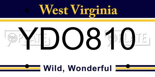 YDO810 West Virginia License Plate