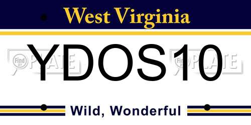 YDOS10 West Virginia License Plate