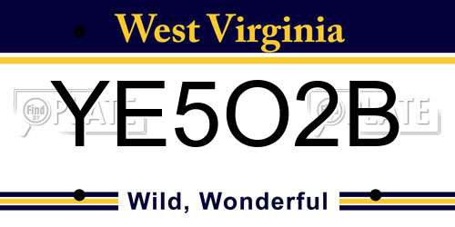 YE5O2B West Virginia License Plate