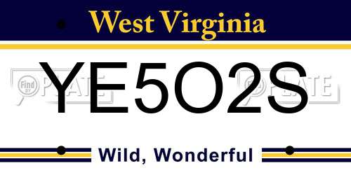 YE5O2S West Virginia License Plate