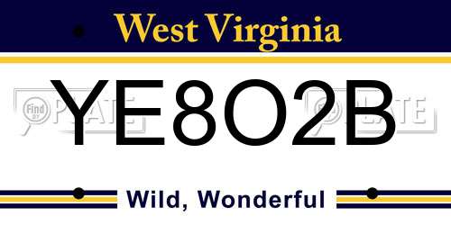 YE8O2B West Virginia License Plate