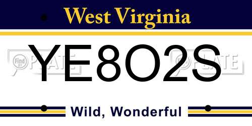 YE8O2S West Virginia License Plate