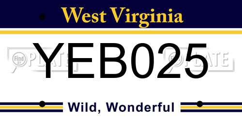YEB025 West Virginia License Plate