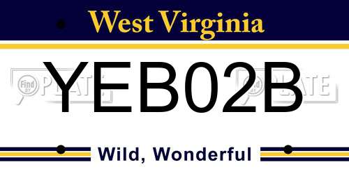YEB02B West Virginia License Plate
