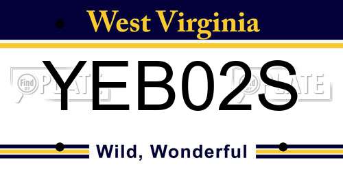 YEB02S West Virginia License Plate