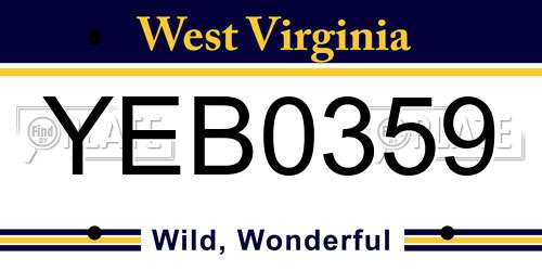YEB0359 West Virginia License Plate