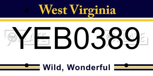 YEB0389 West Virginia License Plate