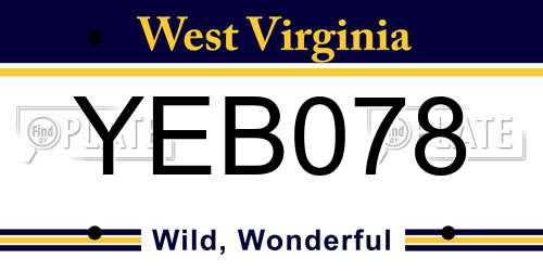 YEB078 West Virginia License Plate