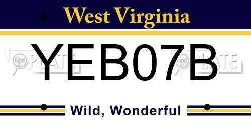 YEB07B West Virginia License Plate