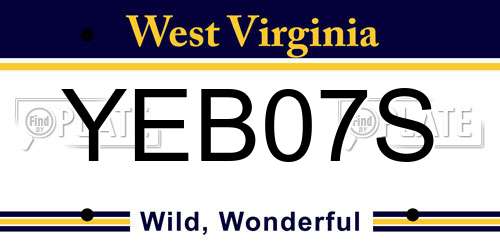 YEB07S West Virginia License Plate