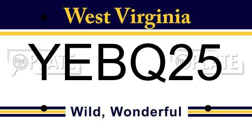 YEBQ25 West Virginia License Plate