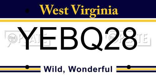 YEBQ28 West Virginia License Plate
