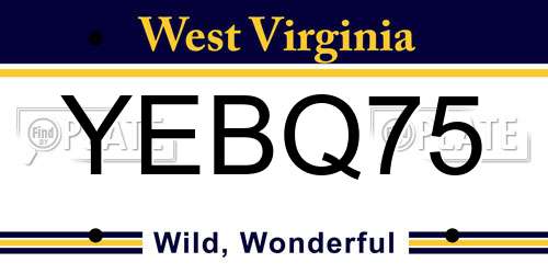 YEBQ75 West Virginia License Plate
