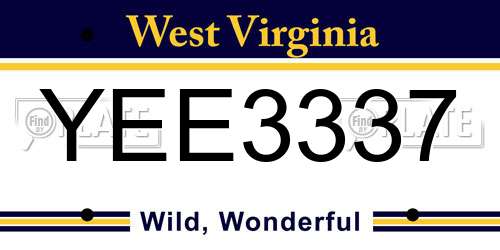 YEE3337 West Virginia License Plate