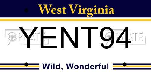 YENT94 West Virginia License Plate