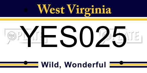 YES025 West Virginia License Plate
