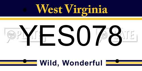 YES078 West Virginia License Plate