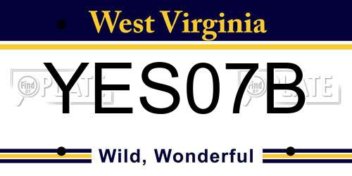 YES07B West Virginia License Plate