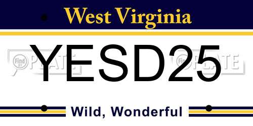 YESD25 West Virginia License Plate