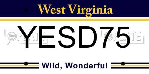 YESD75 West Virginia License Plate