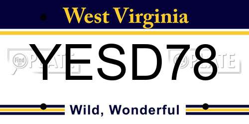 YESD78 West Virginia License Plate