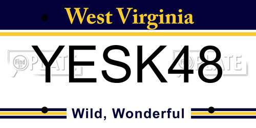 YESK48 West Virginia License Plate