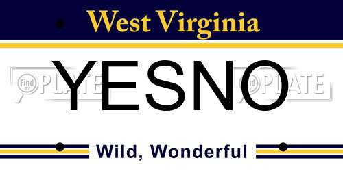 YESNO West Virginia License Plate