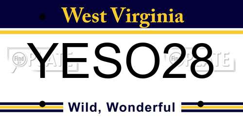 YESO28 West Virginia License Plate