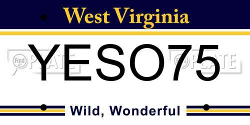 YESO75 West Virginia License Plate