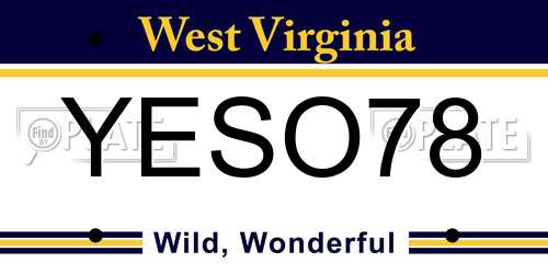 YESO78 West Virginia License Plate