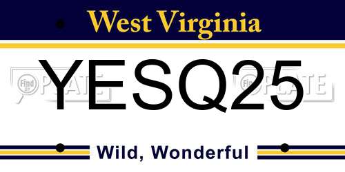 YESQ25 West Virginia License Plate
