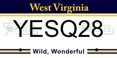 YESQ28 West Virginia License Plate