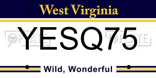 YESQ75 West Virginia License Plate