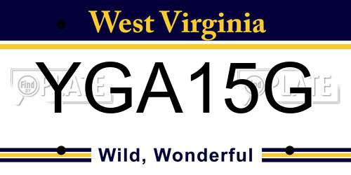 YGA15G West Virginia License Plate