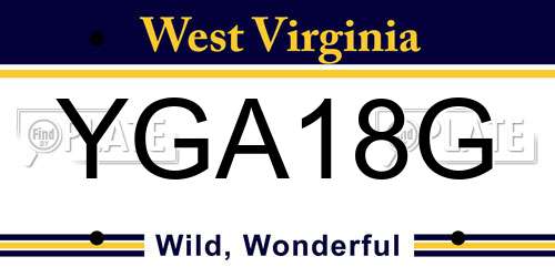 YGA18G West Virginia License Plate