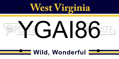 YGAI86 West Virginia License Plate